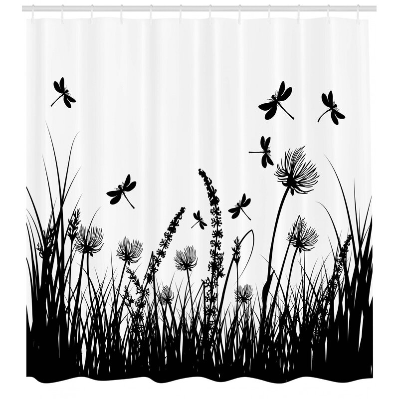 Ebern Designs Faya Grass Bush Meadow Spring Single Shower Curtain